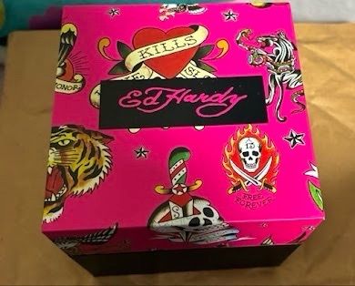 NIB Pair of Ed Hardy Iced Out Watches Emerald Green and Blackout