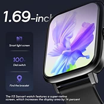 Smart Watch, 1.69" Ultra Retina Screen Fitness Tracker, All-day Heart Rate and Blood Oxygen Monitoring, Over 110+Sport Modes with IP67 Waterproof, 12mm Ultra-Thin Alloy Body for iOS Android (FREE POSTAGE)