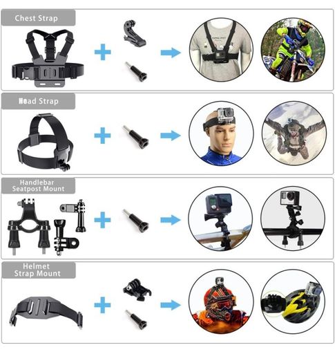 Action Camera Accessories Kit for GoPro Max GoPro Fusion GoPro Hero11 Hero10 Hero9 Hero8 Hero7 6 5 4 DJI OSMO Action Insta360 AKASO Campark Crosstour (FREE POSTAGE)