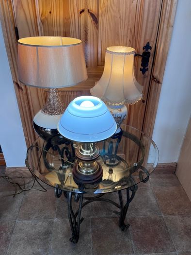 Ceramic lamp 65 euro. Brass with glass shade 95 euro . Chinese style 50 euro .