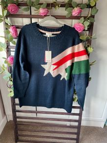 jumper bnwt navy patterned jumper size large Monsoon