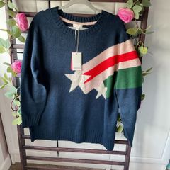 jumper bnwt navy patterned jumper size large Monsoon