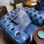 Chesterfield Blue Leather Couch Suite Image 9