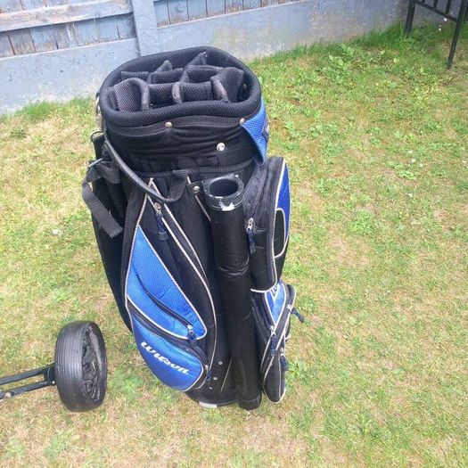 Mens macgregor golf clubs with  bag and trolley