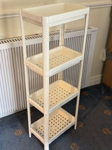 White storage shelves sturdy plastic