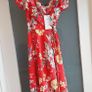 BERSHKA red floral ruffle frill wrap dress Sz S (Fit 8-10UK) - Bnwt Image 2