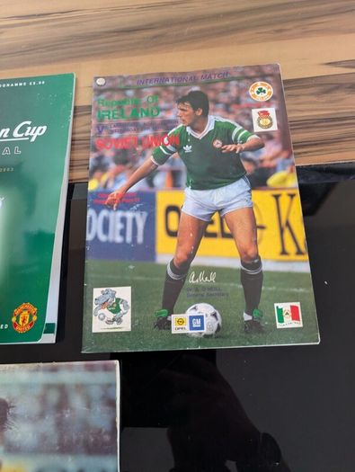 Huge 1990 80s vintage liverpool and some vintage Ireland soccer gear signed gear etc