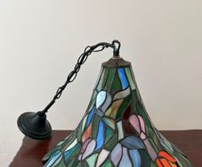 Vintage tiffany style stained glass ceiling pendant light ready to hang