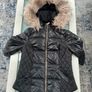 black quilted  jacket with fur hood from river island Image 9