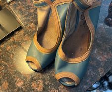 fly London vintage peep toe heels