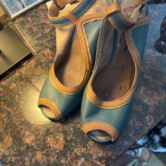fly London vintage peep toe heels