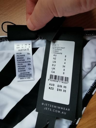 BNWT - JETS hipster pant bikini bottoms UK 8