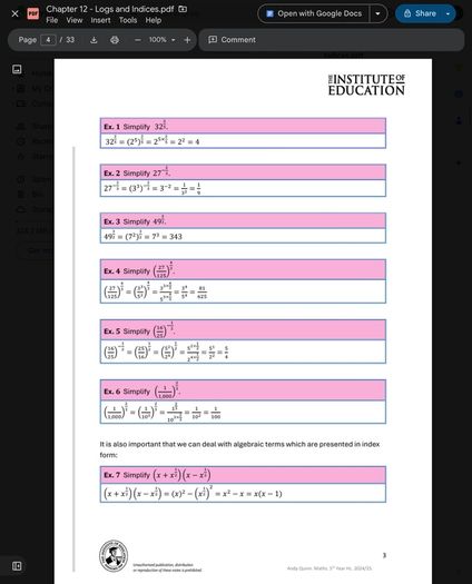 Leaving Cert Maths Institute Notes