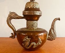 Vintage Asian Copper and Tin Teapot