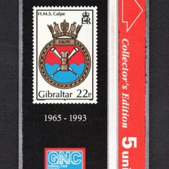 1993 Gibraltar 5 unit HMS Calpe Stamp (Landis & Gyr (Optical)) Phonecard