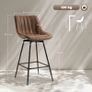 Set of 2 PU Leather Swivel Bar Stools - Brown Image 2