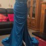 Teal Lace Mermaid Debs Dress Formal Evening Gown Side Split Maxi UK 12 Image 3