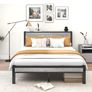 King Size Bed Frame with Storage Wooden Headboard Image 10