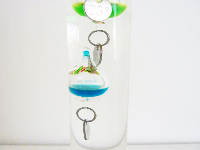 Glass Galileo thermometer / temperature gauge