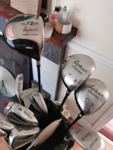golf clubs and bag