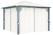 Gazebo with Curtain 300x300 cm Cream Aluminium
