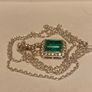 Beautiful Emeraldine & Zircon Pendant in Rhodium Plated Sterling Silver Image 4