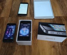 Apple IPhone and Ipad Lot Bundle - 4 Devices + iPhone 4 Box (1 Iphone Usable Home Screen, iCloud / Passcode Locked)