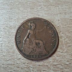 Great Britain UK 1929 Half Penny George V Coin - free standard postage