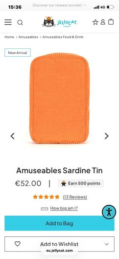 New JELLYCAT Amuseable Sardine Tin