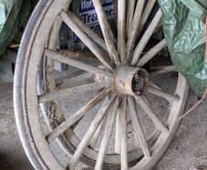 Pair of 46" Antique Wooden Carriage Wheels (Solid Rubber Tyres)