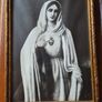 Vintage Virgin Mary Sacred Heart Picture Ornate Frame Image 5