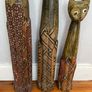 Set of 3 Hand Carved Wooden Cat Statues Image 4