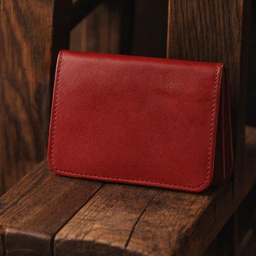 Premium Genuine Leather Wallet for Women Stylish Red Clutch Wallet with Button Closure