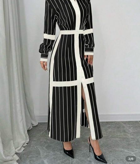 Black and white striped maxi dress