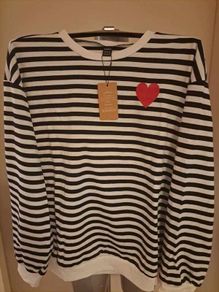 Brand new Shein striped heart sweatshirt women size UK14 EU42 Postage included