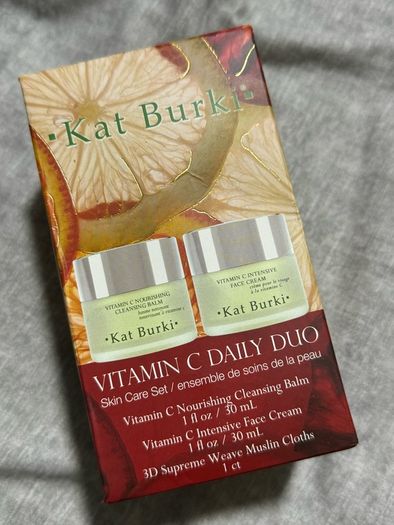 Luxury KAT BURKI VITAMIN C DAILY DUO Skincare cleanser face cream Set BNIB