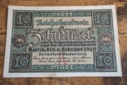 German Empire, 10 Mark 1920 Banknote, 6 February 1920, uncirculated - free standard postage