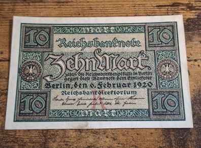 German Empire, 10 Mark 1920 Banknote, 6 February 1920, uncirculated - free standard postage