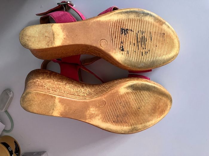 Pink suade leather wedges M&S