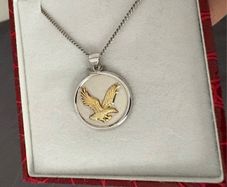 Eagle pendant yellow Gold and Sterling silver