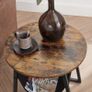 Side Table, Bedside Table, Round Coffee Table with Storage Space, Removable Storage Bag, Metal Frame, 50 x 50 cm, for Living Room, Bedroom, Industrial Design, Vintage Brown/Black Image 4