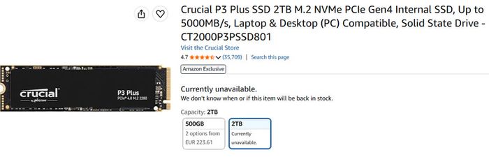 Crucial P3 Plus 2TB NVMe Gen4 - 100% Health