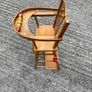 Vintage wooden doll high chair FROM THE 1930S featuring a built-in play tray with a wire bead Image 7