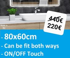 LED Bathroom Mirror Antifog Defogger 80x60 or 60x80cm
