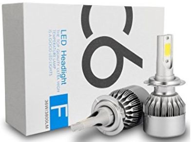 C6 Super Bright Car LED Headlight Bulbs H1/H7/H11/H4/H3/9006/,3800lm Car Exterior White COB Light Bulbs