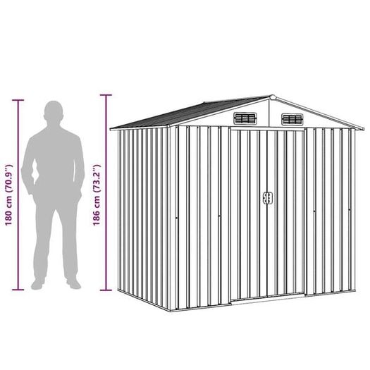 Garden Storage Shed Brown 204x132x186 cm Steel
