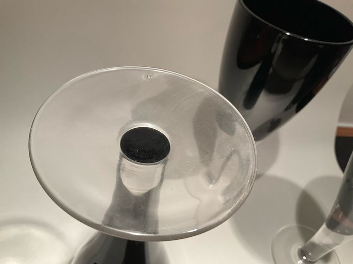4 vintage black wine glasses  like new