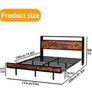 Double Size Floating Bed Frame with Wooden Headboard Storage, Brown Charging Station, LED Lights, Ergonomic 95-degree Headboard Angle, Heavy Duty Metal Slats, No Box Spring Needed Image 6