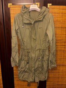 Topshop orange green cotton military trench Mac
