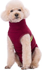 Cosy Polar Fleece Coat for Dogs, Full body Jacket, Dogs Ones With D Ring, Zipper with Reflective Jumpsuit, Winter Clothes for Pet Dog Outdoor or Indoor Small Dogs (Red, XS M,